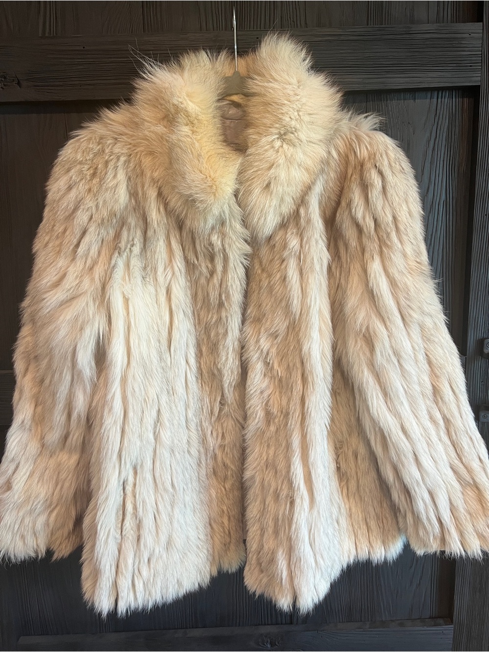 Saga Furs Natural Cream Fox Fur Collar Jacket